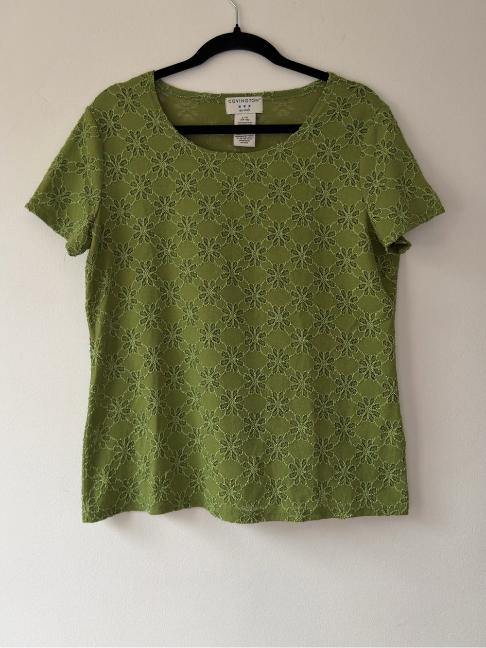 Covington Green Eyelet Short Sleeve Tee Size Large